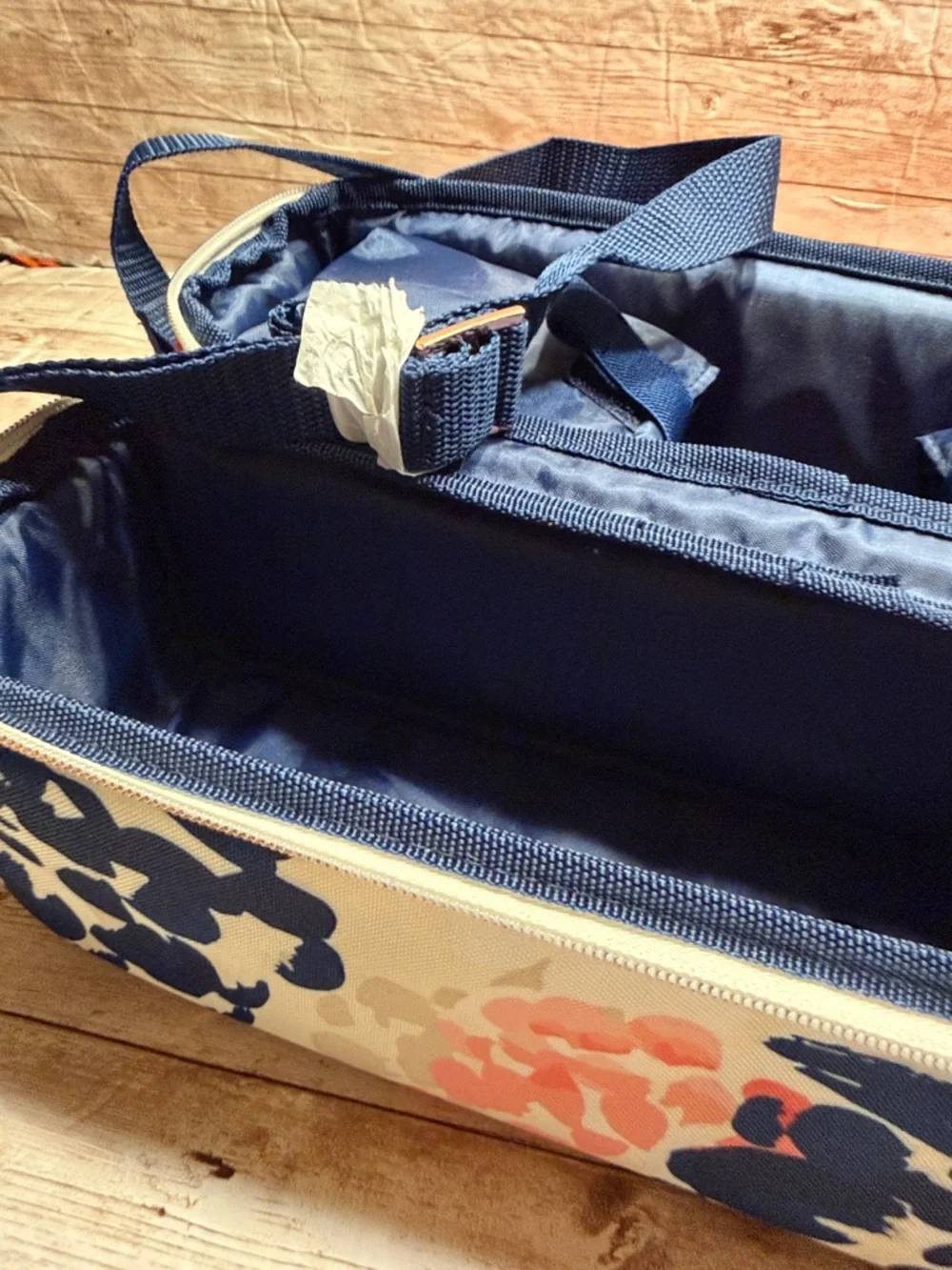 Happy Glamper Picnic Set with Floral Cooler, Glasses & Orange Napkins